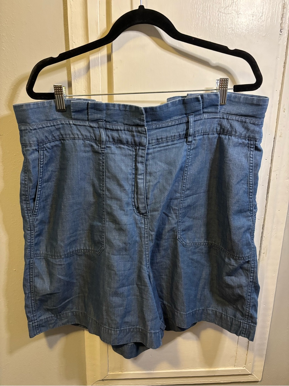 Boden Light Blue Denim-Style High Waist Shorts